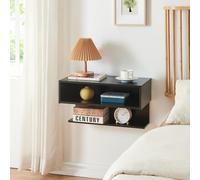 [en.casa] Comodino da Parete con Scomparto Aperto e Ripiano Consolle a Muro Mobiletto Notturno Sospeso Pensile da Cucina Ingresso Soggiorno 56,5 x 30 x 31,5 cm - Nero Effetto Legno