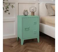 [en.casa] Comodino in Acciaio con Scomparto Chiuso con Anta Tavolino Laterale da Divano Mobiletto Notturno da Letto Tavolino Basso da Ingresso 57 x 40 x 30 cm Verde Pastello, opaco