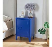 [en.casa] Comodino in Acciaio con Scomparto Chiuso con Anta Tavolino Laterale da Divano Mobiletto Notturno da Letto Tavolino Basso da Ingresso 57 x 40 x 30 cm Blu