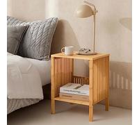 [en.casa] Comodino in Bambù Tavolino da Divano con Scomparto Struttura a Griglia Tavolino Laterale 50 x 38,5 x 33 cm Color Naturale