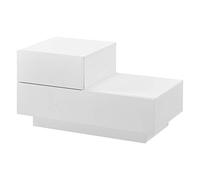 [en.casa] Comodino Moderno con 2 Cassetti Design Asimmetrico Cassettiera Bassa Mobile da Notte per Camera da Letto Lato Sinistro 38 x 70 x 35 cm Bianco Opaco