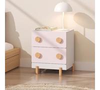 [en.casa] Comodino per Bambini con 2 Cassetti 47x40x35 cm Rosa | Tavolino per Cameretta, Cassettiera, Mobiletto Basso da Letto o Zona Gioco, con Piedini in Legno
