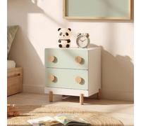 [en.casa] Comodino per Bambini con 2 Cassetti 47x40x35 cm Verde Menta | Tavolino per Cameretta, Cassettiera, Mobiletto Basso da Letto o Zona Gioco, con Piedini in Legno