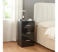 [en.casa] Comodino Singolare Tavolino Laterale con 3 Cassetti Cassettiera Camera da Letto Studio 66 x 37 x 34,5 cm Nero Lucido