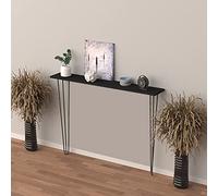 [en.casa] Consolle da Muro con Gambe a Forcina Tavolo a Consolle da Parete 82 x 120 x 18 cm Piano d'Appoggio a Fissaggio Murale - Nero