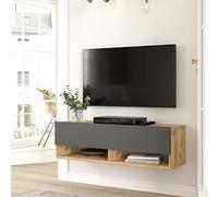 [en.casa] Consolle da Parete (AxLxP) 29,5 x 100 x 31,5 cm con Anta e Scomparti Armadio a Muro con Apertura a Ribalta Mobile Porta TV - Rovere Rustico/Antracite