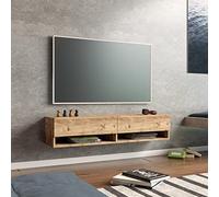 [en.casa] Consolle da Parete (AxLxP) 29,5 x 140 x 31,5 cm con 2 Ante e Scomparti Armadio a Muro con Apertura a Ribalta Mobile Porta TV - Rovere Rustico