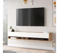 [en.casa] Consolle da Parete (AxLxP) 29,5 x 180 x 31,5 cm con 2 Ante e Scomparti Armadio a Muro con Apertura a Ribalta Mobile Porta TV - Rovere Rustico/Bianco