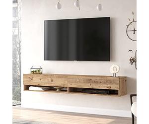 [en.casa] Consolle da Parete (AxLxP) 29,5 x 180 x 31,5 cm con 2 Ante e Scomparti Armadio a Muro con Apertura a Ribalta Mobile Porta TV - Rovere Rustico