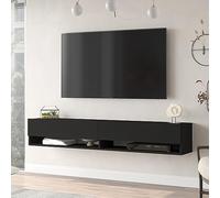 [en.casa] Consolle da Parete con 2 Ante e Scomparti Armadio a Muro con Apertura a Ribalta Mobile Porta TV (AxLxP) 29,5 x 180 x 31,5 cm - Nero