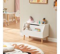 [en.casa] Contenitore Portagiocattoli per Cameretta Scatola Baule Porta Giochi con Scomparto Vano Aperto Chiuso Mobiletto da Stoccaggio Soggiorno Corridoio - Bianco