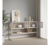 [en.casa] Credenza Bassa con Vetrine Mobile Buffet con Ante in Vetro Scanalato e Ripiano Inferiore Sideboard per Soggiorno Sala Pranzo 150x38x90 cm color Cammello