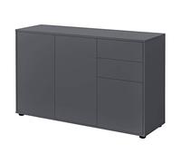 [en.casa] Credenza con 2 Cassetti e 3 Ante Comò Cassettiera Multiuso con Scomparti Vani Chiusi per Soggiorno Camera da Letto Ufficio 74x117x36 cm - Grigio Scuro Opaco