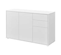 [en.casa] Credenza con 2 Cassetti e 3 Ante Comò Cassettiera Multiuso con Scomparti Vani Chiusi per Soggiorno Camera da Letto Ufficio 74x117x36 cm - Bianco Opaco