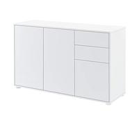 [en.casa] Credenza con 2 Cassetti e 3 Ante Comò Cassettiera Multiuso con Scomparti Vani Chiusi per Soggiorno Camera da Letto Ufficio 74x117x36 cm - Bianco Lucido