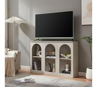 [en.casa] Credenza Mobile Contenitore Espositore Basso con Ripiano Interno e Vani Aperti Comò per Archiviazione Sala da Pranzo Soggiorno Ingresso 120x30x80 cm - Grigio