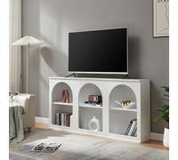 [en.casa] Credenza Mobile Contenitore Espositore Basso con Ripiano Interno e Vani Aperti Comò per Archiviazione Sala da Pranzo Soggiorno Ingresso 160x30x80 cm - Bianco