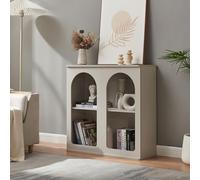[en.casa] Credenza Mobile Contenitore Espositore Basso con Ripiano Interno e Vani Aperti Comò per Archiviazione Sala da Pranzo Soggiorno Ingresso 80x30x80 cm - Grigio