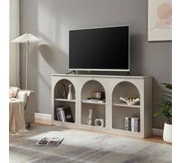 [en.casa] Credenza Mobile Contenitore Espositore Basso con Ripiano Interno e Vani Aperti Comò per Archiviazione Sala da Pranzo Soggiorno Ingresso 160x30x80 cm - Grigio
