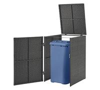 [en.casa] Deposito per Bidone da Spazzatura, Box per 1 Cassonetto da 240 L - Telaio in Acciaio - Copertura in Polyrattan