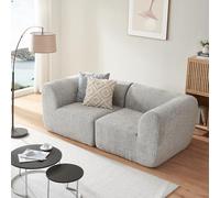 [en.casa] Divano Componibile a 2 Posti Divano Modulare Composto di Mobili Angolari Serie Hurvas 76 x 216 x 108 cm Rivestimento in Tessuto Bouclé - Grigio