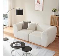 [en.casa] Divano Componibile a 2 Posti Divano Modulare Composto di Mobili Angolari Serie Hurvas 76 x 216 x 108 cm Rivestimento in Tessuto Bouclé - Bianco Crema