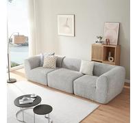 [en.casa] Divano Componibile a 3 Posti Divano Modulare Composto di Mobili Angolari e Centrale Serie Hurvas 76 x 313 x 108 cm Rivestimento in Tessuto Bouclé - Grigio