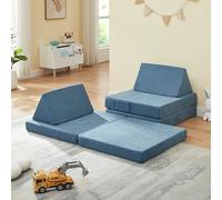 [en.casa] Divano Componibile per Bambini Set Modulare per Gioco Lettura Relax Cuscini Materassini da Pavimento Moduli Imbottiti Fodera Rimovibile in Velluto a Coste 120x66x46 cm Blu