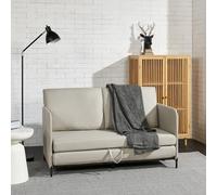 [en.casa] Divano Letto Estensibile Letto a Scomparsa 1 Piazza e Mezza 120 x 186 cm Letto per Ospiti con 2 Cuscini Schienali Posti di Seduta per 2 Persone Sofa Imbottita - Beige