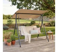 [en.casa] Dondolo da Giardino a 3 Posti con Tettuccio Parasole Regolabile e Schienale Panchina a Dondolo Altalena da Esterno Terrazza Struttura in Acciaio 173x119x153 cm - Verde Chiaro/Beige