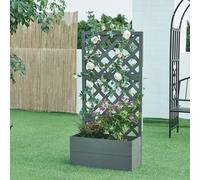 [en.casa] Fioriera con Spalliera a Grata per Piante Rampicanti Graticolato Divisorio con Cassetta Portapiante Fioriera Separè da Terrazza Balcone 135 x 65 x 30 cm WPC Grigio