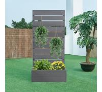 [en.casa] Fioriera con Spalliera in WPC Pannello Divisorio con Cassetta Portapiante Fioriera Separè da Terrazza Balcone 150 x 72 x 38 cm Grigio