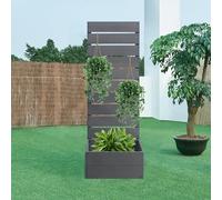 [en.casa] Fioriera con Spalliera in WPC Pannello Divisorio con Cassetta Portapiante Fioriera Separè da Terrazza Balcone 150 x 56 x 38 cm Grigio