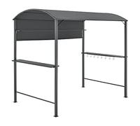 [en.casa] Gazebo per Barbecue Padiglione Griglia con 2 Ripiani Mensole Portaoggetti Ganci Copertura BBQ da Esterno Giardino 215x220x140 cm cm Acciaio Telo Ignifugo - Grigio Scuro