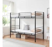 [en.casa] Letto a Castello a 2 Posti 90 x 200 cm con Barriera Sponda Anticaduta e Scaletta Struttura in Acciaio per Cameretta Camera degli Ospiti Casa Vacanza - Nero