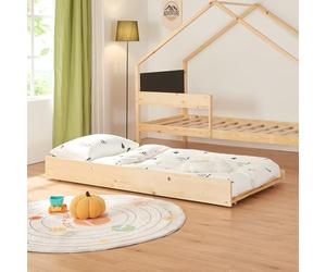 [en.casa] Letto Casetta Doppio Posto per Cameretta Bambini con Secondo Letto Estraibile Posti Letto a 90 x 200 cm Struttura in Legno di Pino Naturale