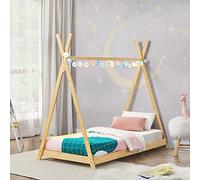 [en.casa] Letto per Cameretta a Forma di Tenda Indiana 80 x 160 cm Letto per Bambino Tipi in Bambù Stile Montessori - color Naturale