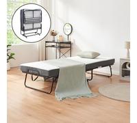 [en.casa] Letto Pieghevole con Materasso in Schiuma a Memoria 90x200 cm Brandina con Rotelle Letto Singolo Richiudibile Portatile Salvaspazio