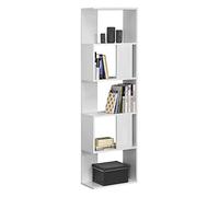 [en.casa] Libreria a 5 Ripiani 159 x 45 x 23,5 cm Scaffale in Design Moderno Mobile Portaoggetti per Soggiorno - Bianco