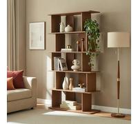 [en.casa] Libreria a Terra con 5 Ripiani Scaffale Mobile Espositore con Scomparti Vani Aperti Divisorio per Soggiorno Studio Ufficio 180 x 100 x 35 cm - Effetto Noce