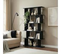 [en.casa] Libreria a Terra con 5 Ripiani Scaffale Mobile Espositore con Scomparti Vani Aperti Divisorio per Soggiorno Studio Ufficio 180 x 100 x 35 cm - Nero