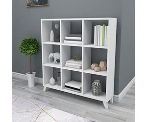 [en.casa] Libreria (AxLxP) 100 x 88 x 20 cm Scaffale da Terra con 9 Scomparti Aperti a Forma di Cubo Mobile Espositore - Bianco