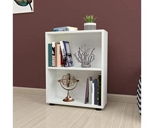 [en.casa] Libreria (AxLxP) 72 x 55 x 20 cm Scaffale a Terra con 2 Scomparti Aperti Mobile per Archivio - Bianco