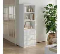 [en.casa] Libreria con 3 Scomparti Aperti e 3 Cassetti Madia Alta Scaffale Contenitore Salvaspazio per Soggiorno Camera Ufficio 180 x 60 x 35 cm Bianco