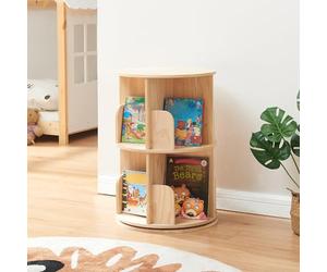 [en.casa] Libreria Girevole per Cameretta a 2 Livelli con Scomparti Aperti Scaffale Rotante per Bambini Mobiletto Espositore Porta Libri in Legno di Pino 65 x Ø44 cm