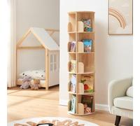 [en.casa] Libreria Girevole per Cameretta a 5 Livelli con Scomparti Aperti Scaffale Rotante per Bambini Mobiletto Espositore Porta Libri in Legno di Pino 157 x Ø44 cm