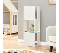 [en.casa] Libreria Girevole per Cameretta Scaffale Rotante per Bambini a 3 Livelli Mobile Espositore Porta Libri con Scomparti 109 x 34 x 34 cm - Bianco