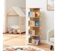[en.casa] Libreria Girevole per Cameretta Scaffale Rotante per Bambini con 4 Livelli Mobile Porta Libri Salvaspazio 129 x 40 x 40 cm Effetto Rovere