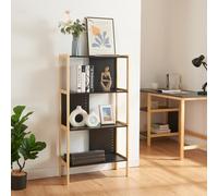[en.casa] Libreria Scaffale a 4 Ripiani Libreria in MDF Struttura Aperta Mobile Espositore Design Moderno 120 x 63 x 28 cm Nero/Effetto Legno