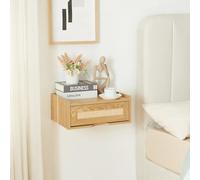 [en.casa] Mensola da Parete con Cassetto Integrato Comodino Sospeso Mobile Salvaspazio per Camera da Letto Cucina Bagno Ingresso 40 x 30 x 16,5 cm - Effetto Rovere